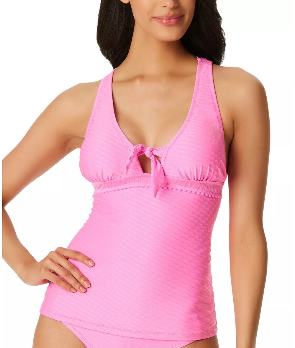 JESSICA SIMPSON 2 piece Bikini Tankini Swim Top & Bottoms Barbie Pink Size L